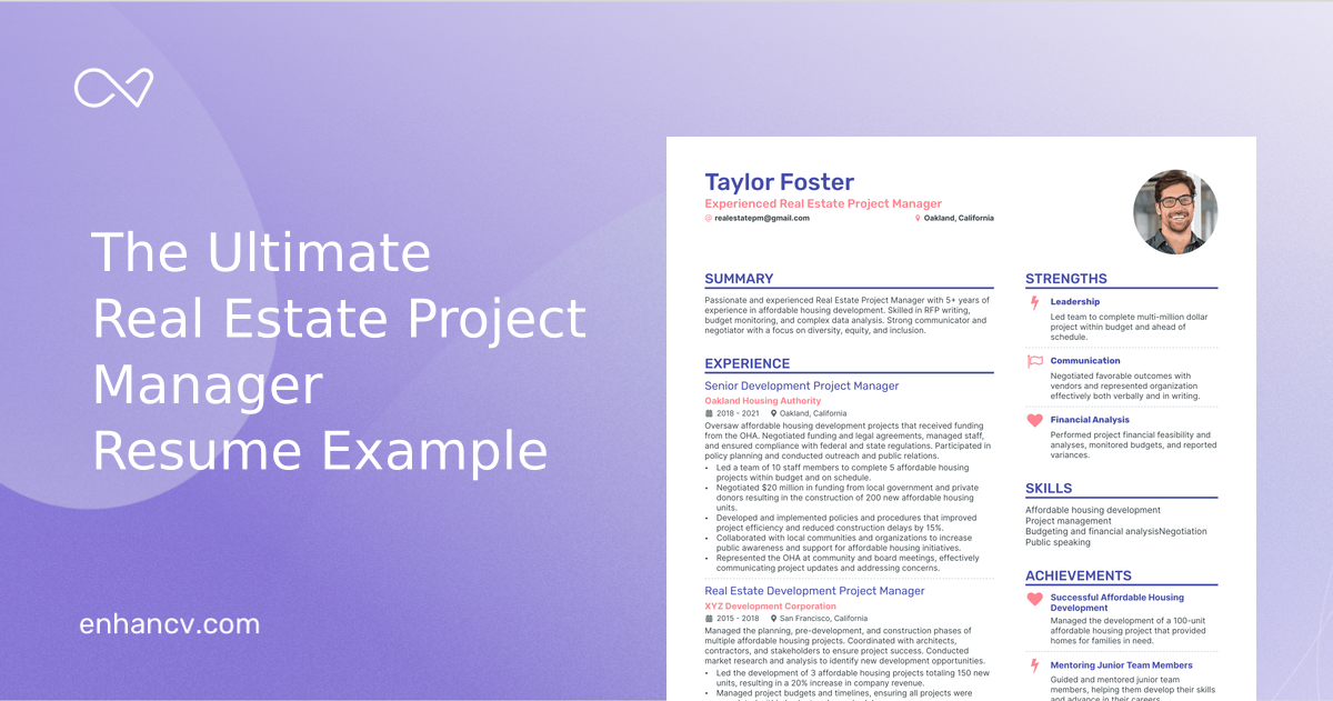 5 Real Estate Project Manager Resume Examples & Guide for 2023