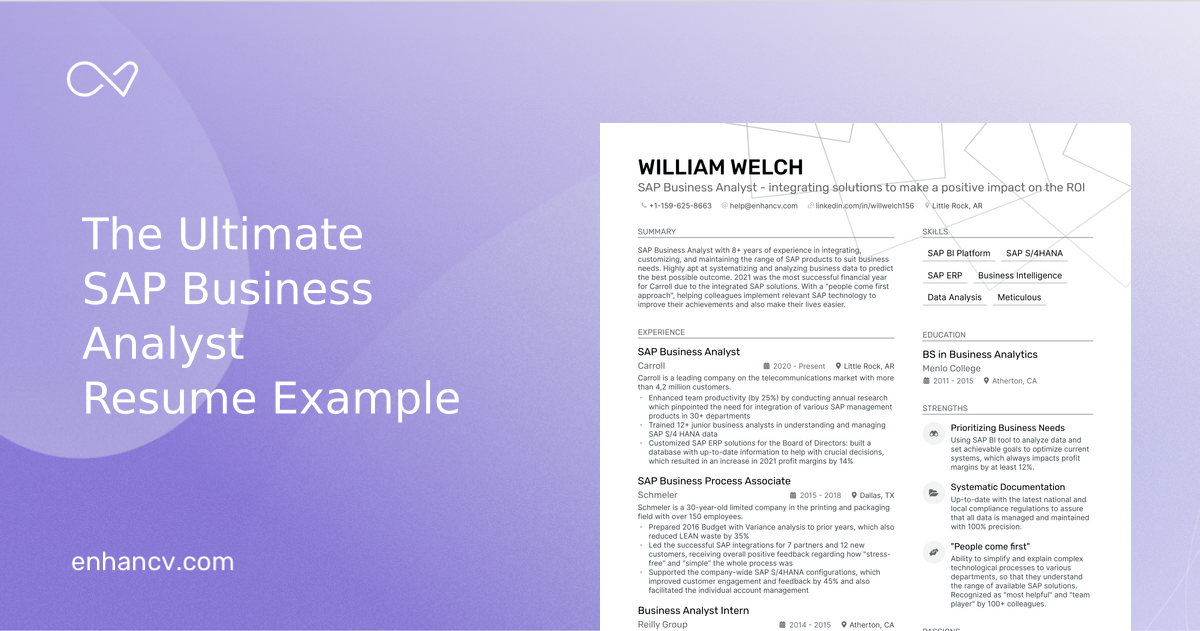 5 SAP Business Analyst Resume Examples & Guide for 2024