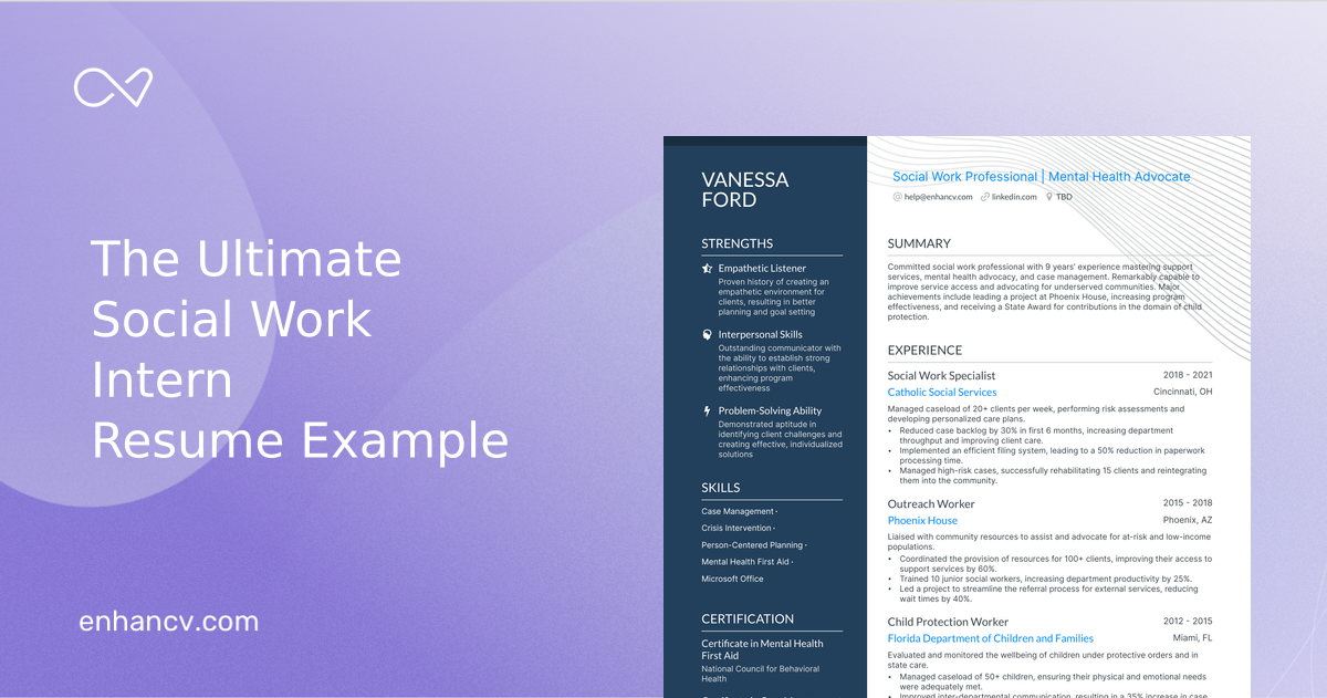 5 Social Work Intern Resume Examples & Guide for 2023