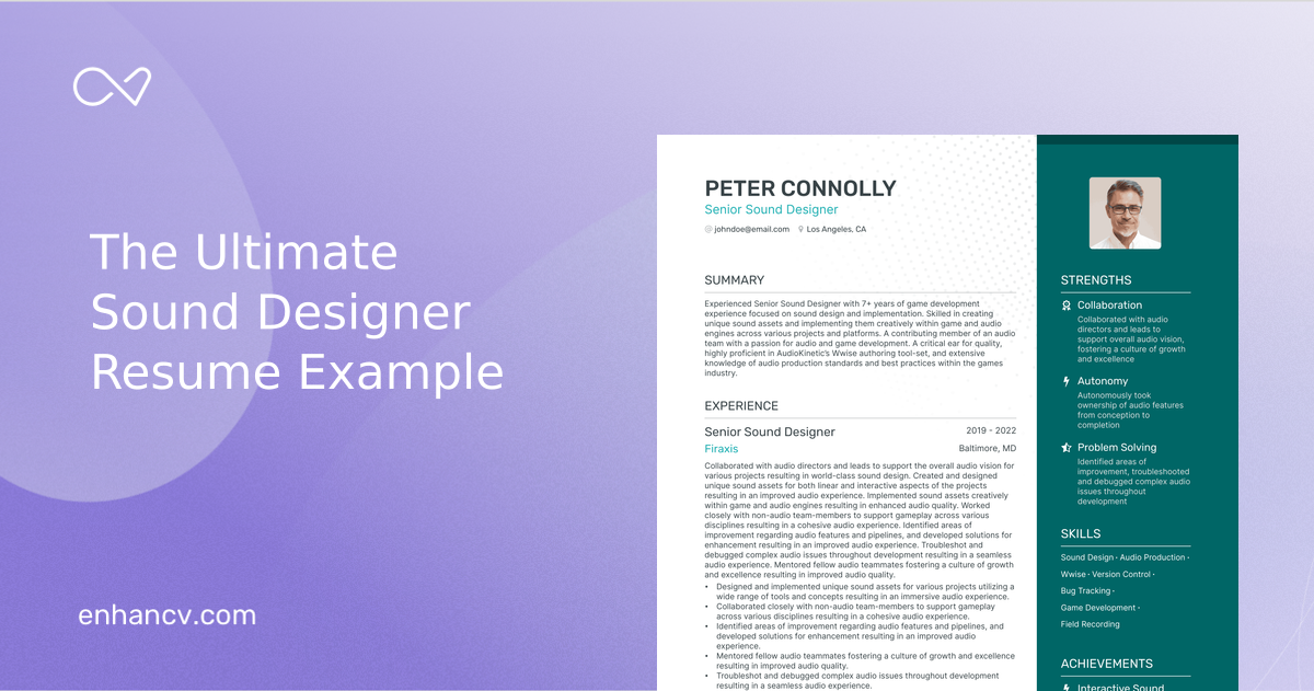 5 Sound Designer Resume Examples & Guide for 2023