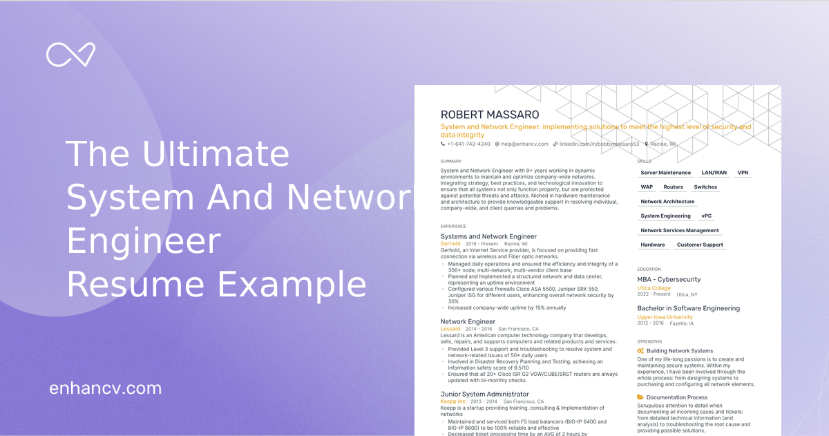 5 System And Network Engineer Resume Examples & Guide for 2023