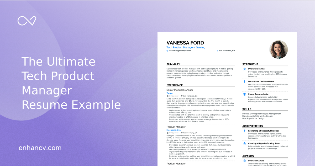 5 Tech Product Manager Resume Examples - Tech Product Manager Meta 