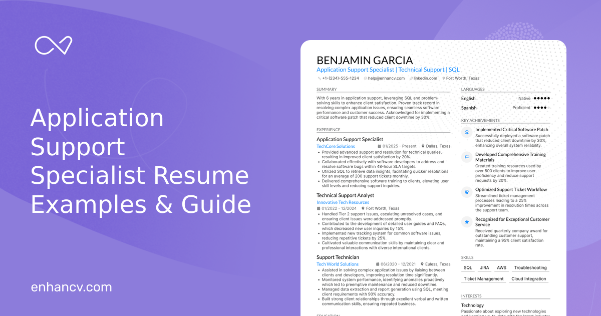 Lpl Application From Example 10 Application Support Specialist Resume Examples & Guide for 2026