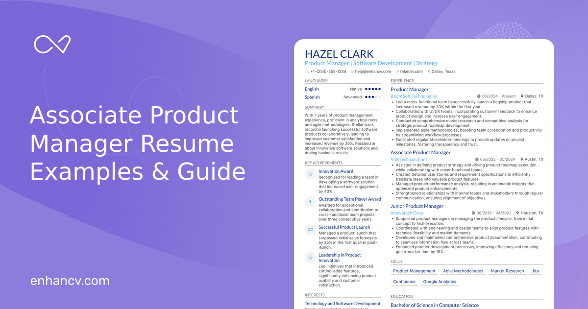 10 Associate Product Manager Resume Examples & Guide for 2026