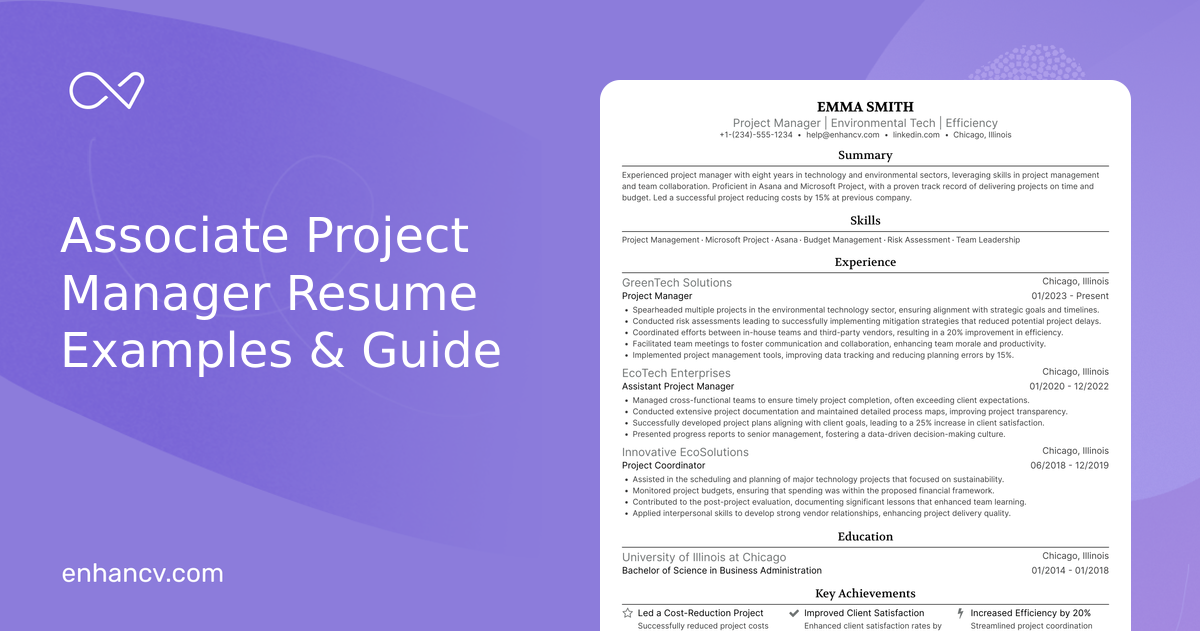 10 Associate Project Manager Resume Examples & Guide for 2026