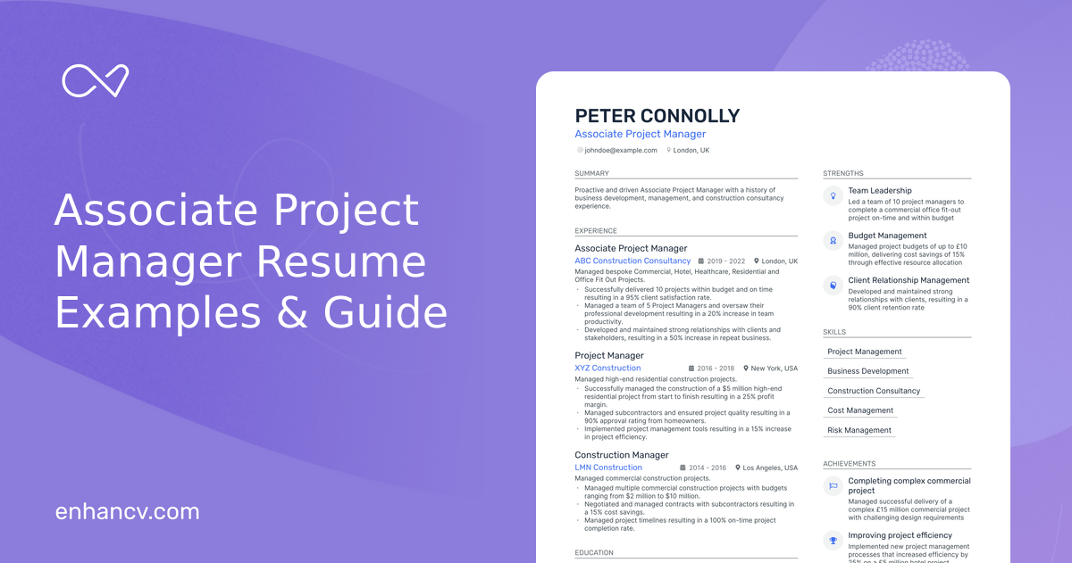 5 Associate Project Manager Resume Examples & Guide for 2024