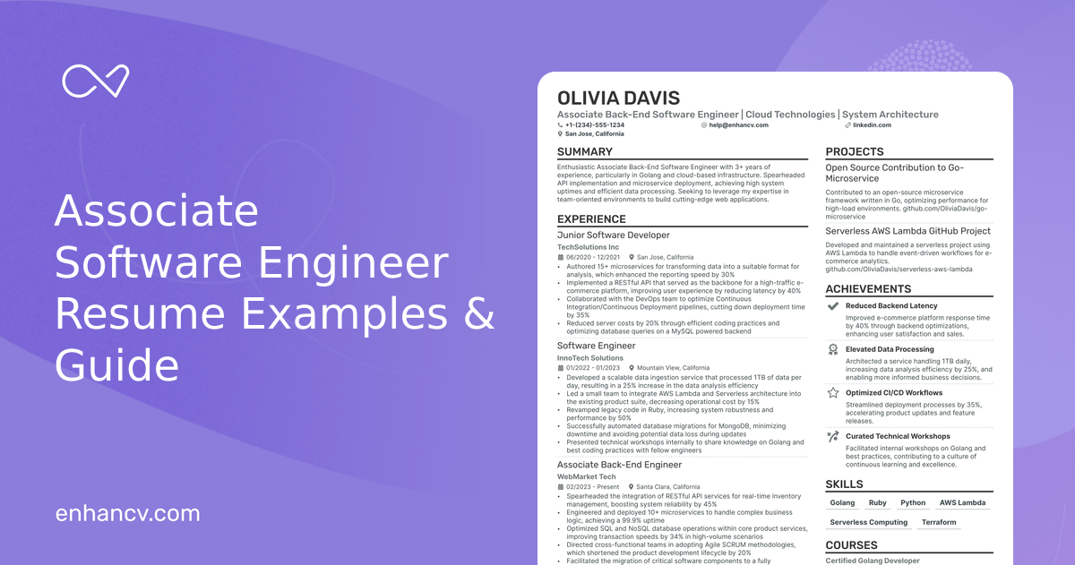 10 Associate Software Engineer Resume Examples & Guide for 2024