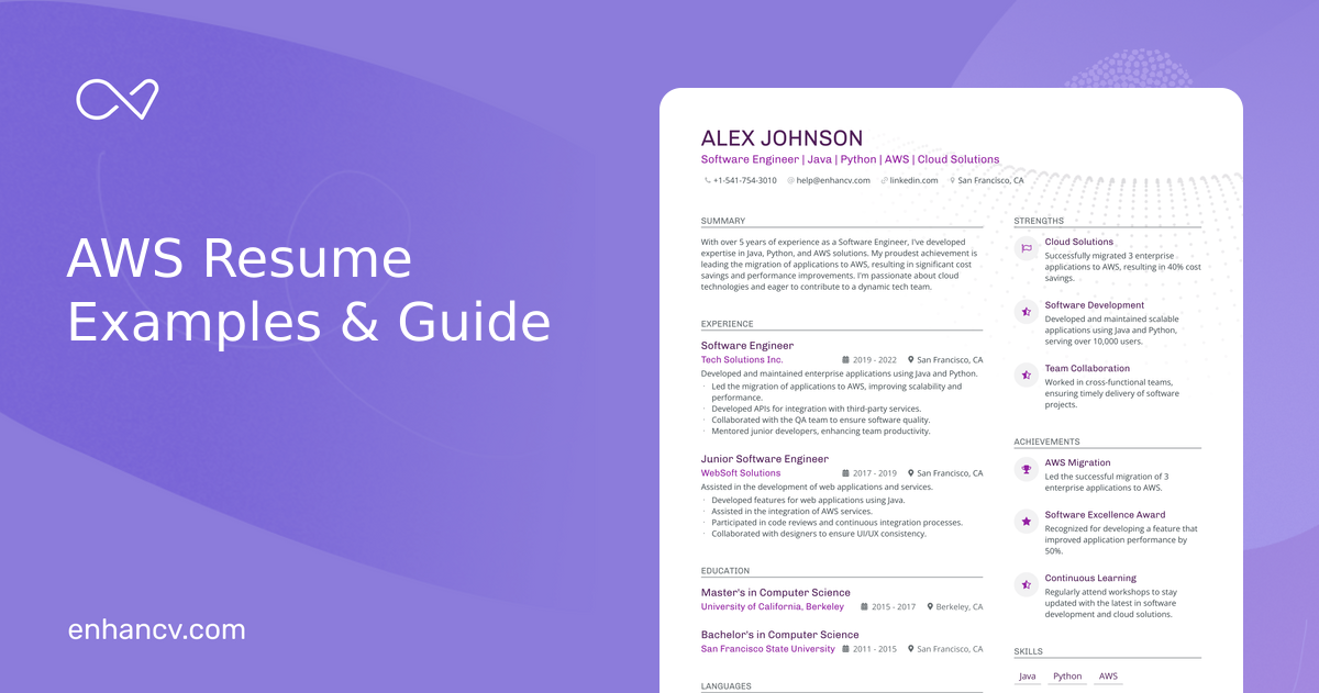 9 AWS Resume Examples & Guide for 2024