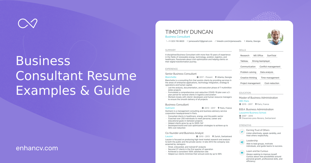 5 Business Consultant Resume Examples & Guide for 2024