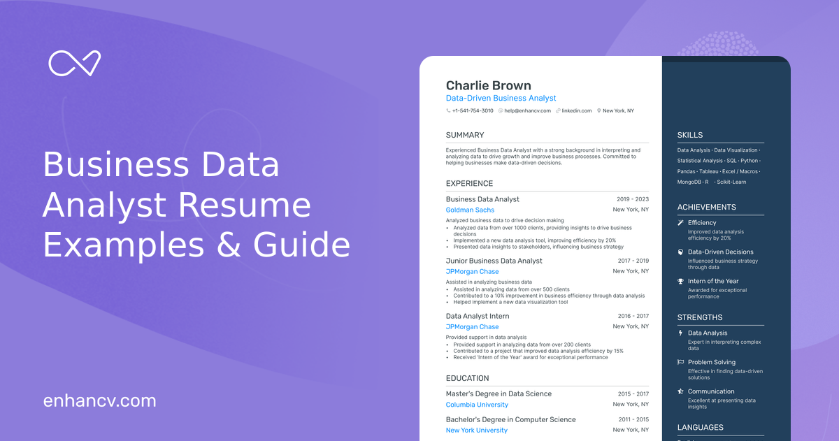 8 Business Data Analyst Resume Examples & Guide for 2026