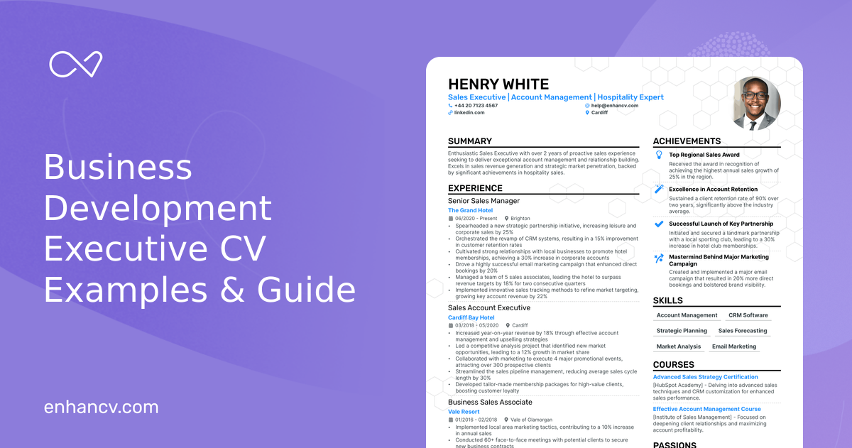 Business Development Executive CV Examples & Guide for 2024