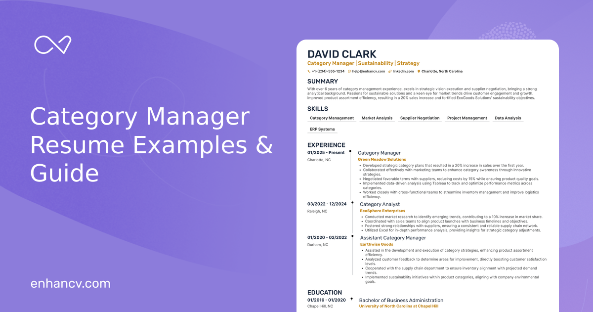 10 Category Manager Resume Examples & Guide for 2026