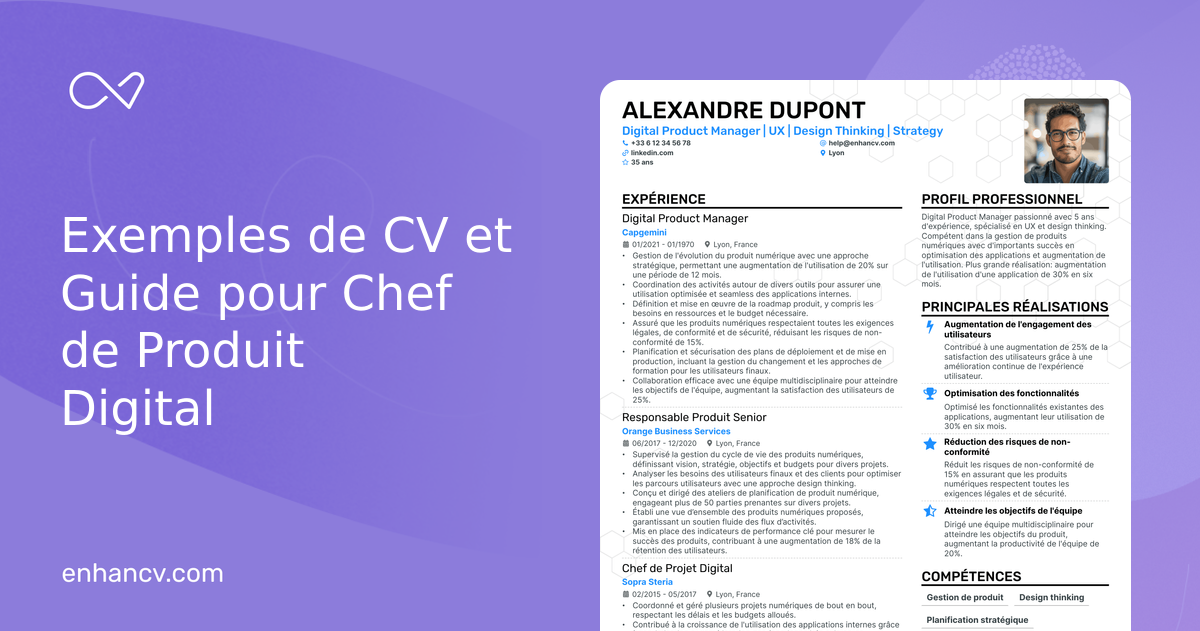 Exemple de CV de Chef de Produit Digital qui a Obtenu un Emploi et