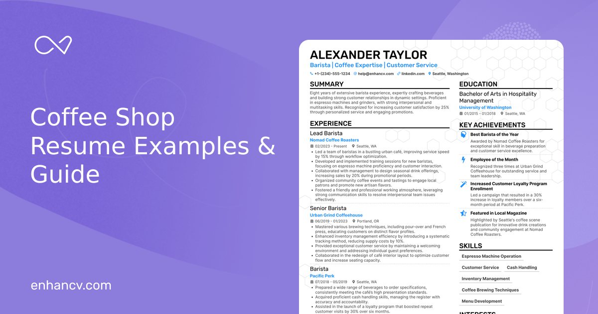 10 Coffee Shop Resume Examples & Guide for 2026