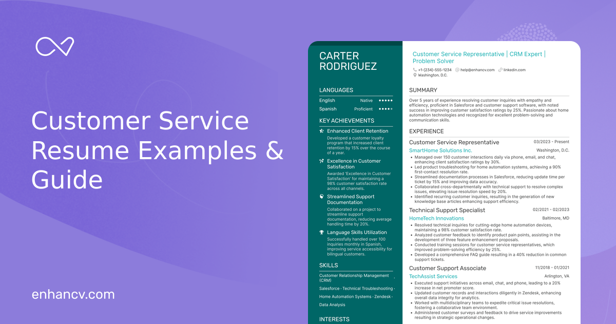 42 Customer Service Resume Examples & Guide for 2026