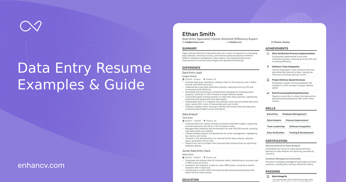 9 Data Entry Resume Examples & Guide for 2024