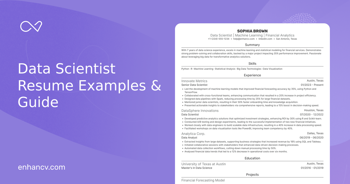 19 Data Scientist Resume Examples & Guide for 2026