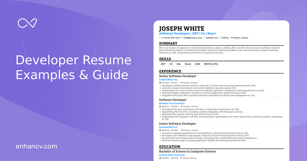 16 Developer Resume Examples That Got Jobs for 2026