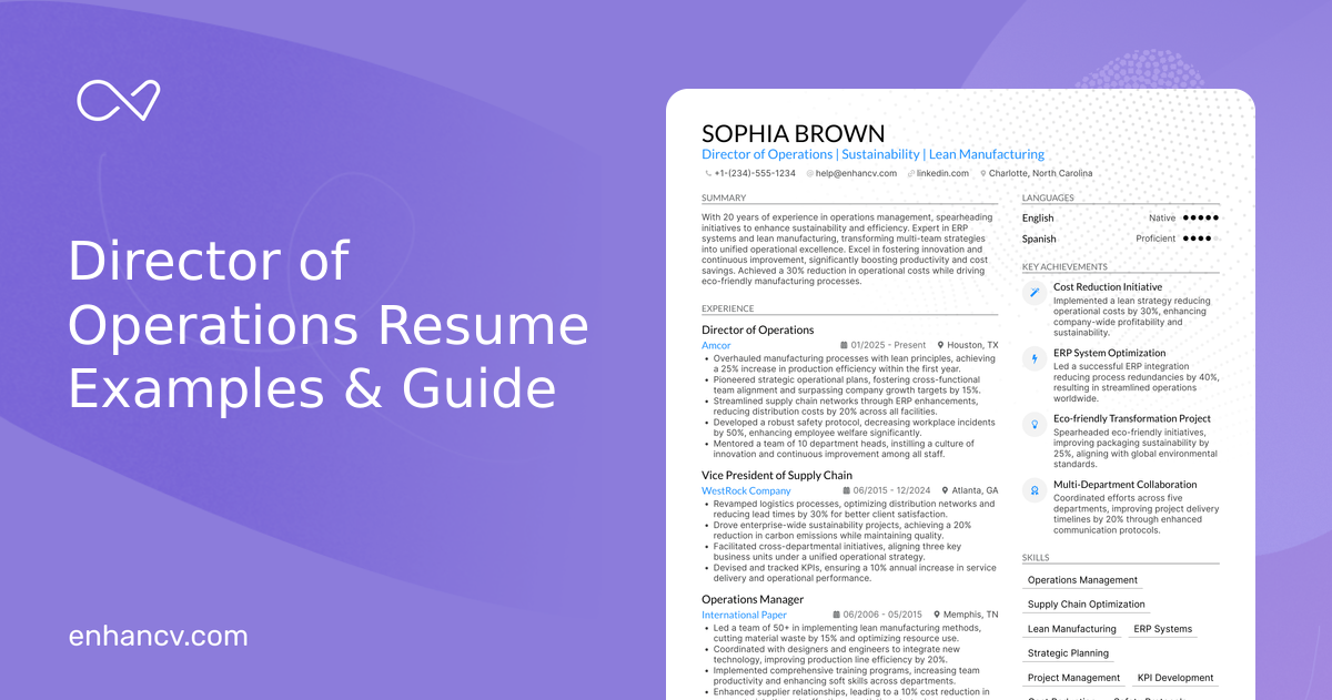 7 Director of Operations Resume Examples & Guide for 2026
