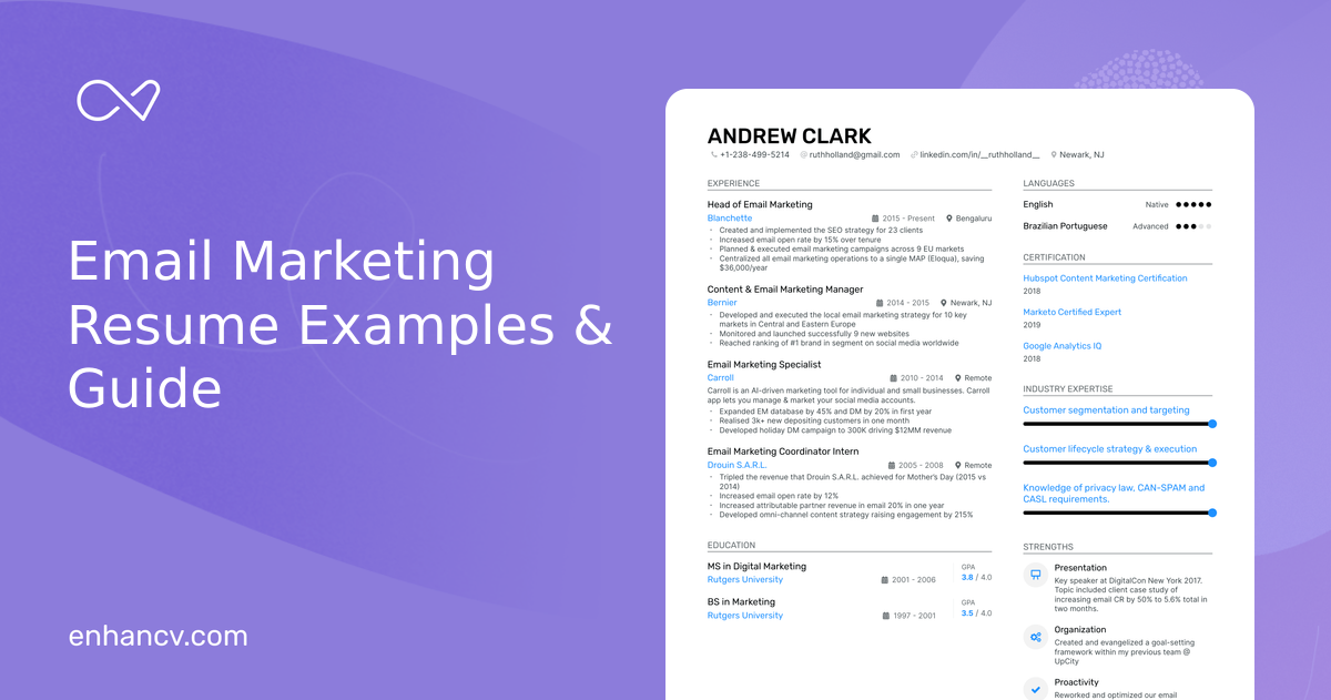 5 Email Marketing Resume Examples [With Guidance] – Traumstuecke Ulm