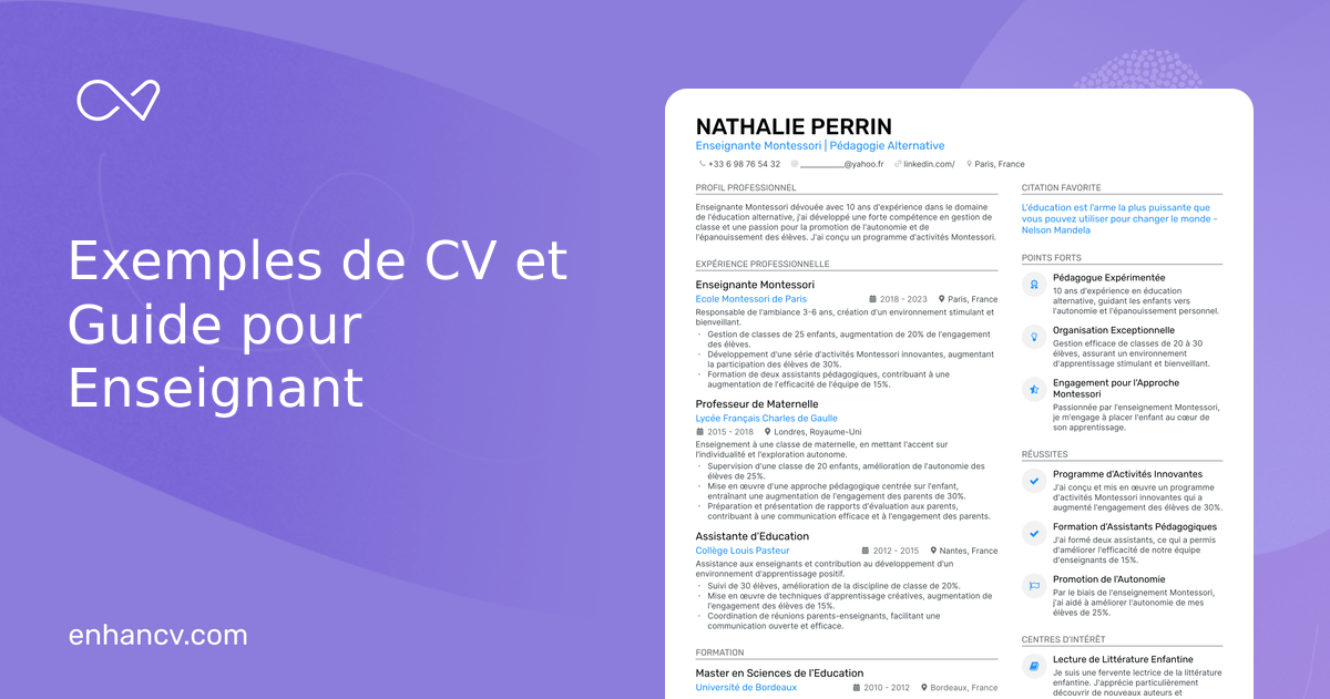 Cv Enseignant Vacataire – Exemple De Cv D’Un Enseignant – NHMRJ