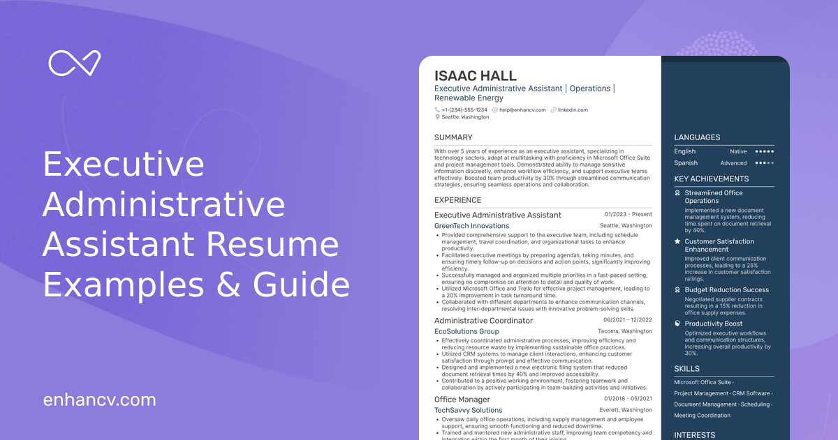 10 Executive Administrative Assistant Resume Examples & Guide for 2026