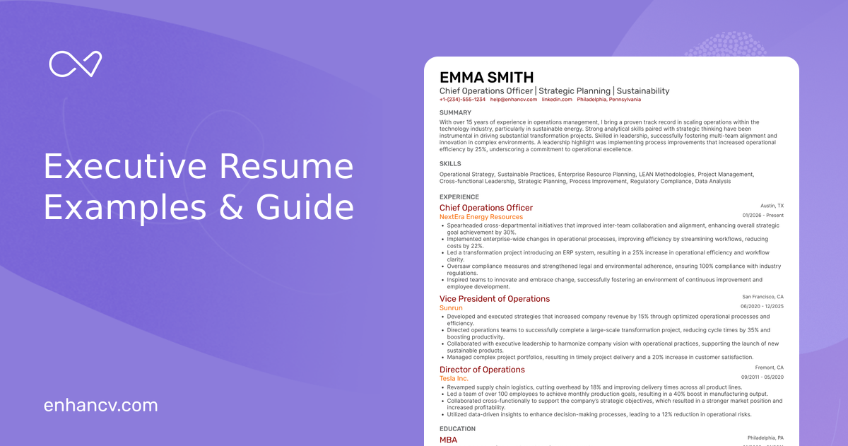 49 Executive Resume Examples, Templates & Guide for 2026
