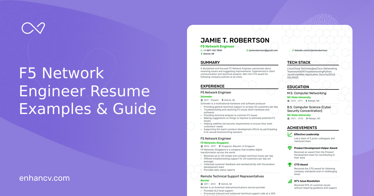 5 F5 Network Engineer Resume Examples & Guide for 2024