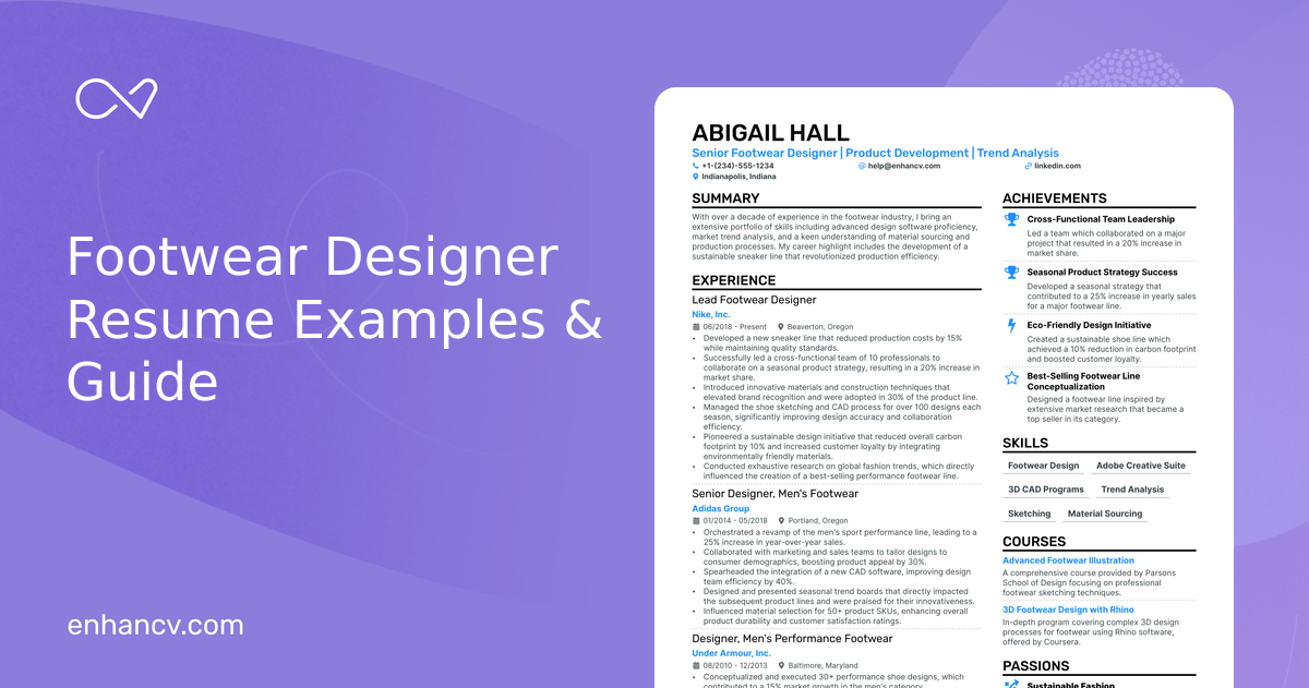 10 Footwear Designer Resume Examples & Guide for 2024