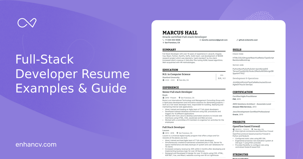 11 Full Stack Developer Resume Examples & Guide for 2024