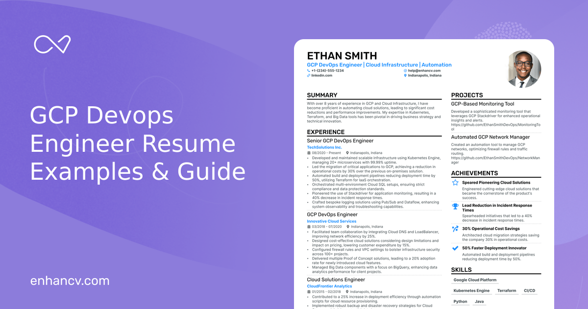 10 GCP Devops Engineer Resume Examples & Guide for 2024