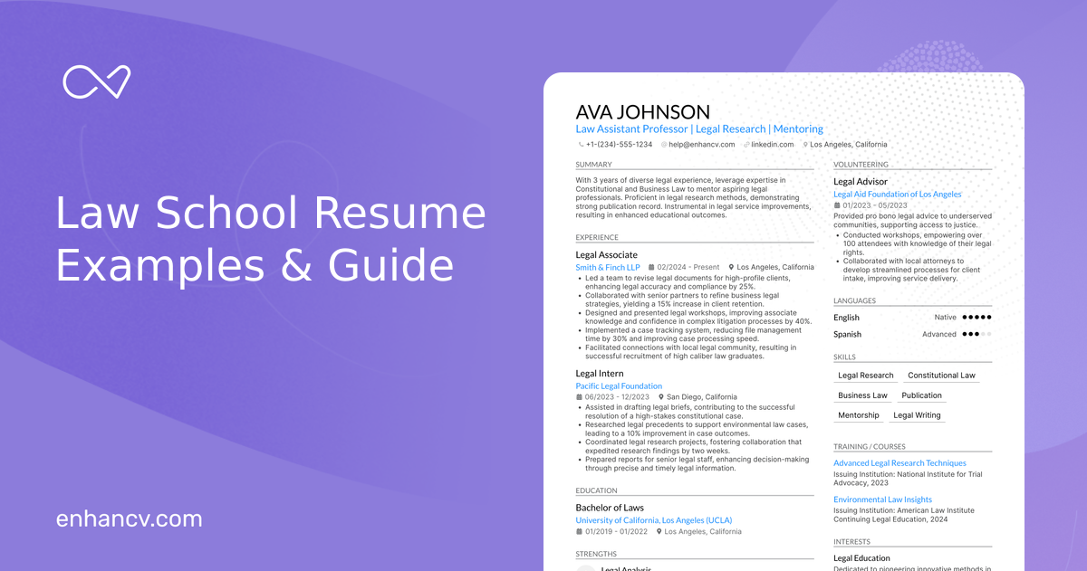 19 Law School Resume Examples & Guide for 2026