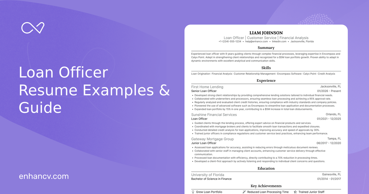 17 Loan Officer Resume Examples - March 2026