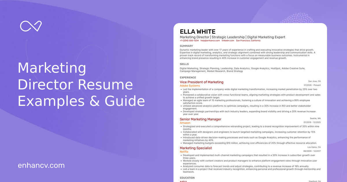 19 Marketing Director Resume Examples & Guide for 2026