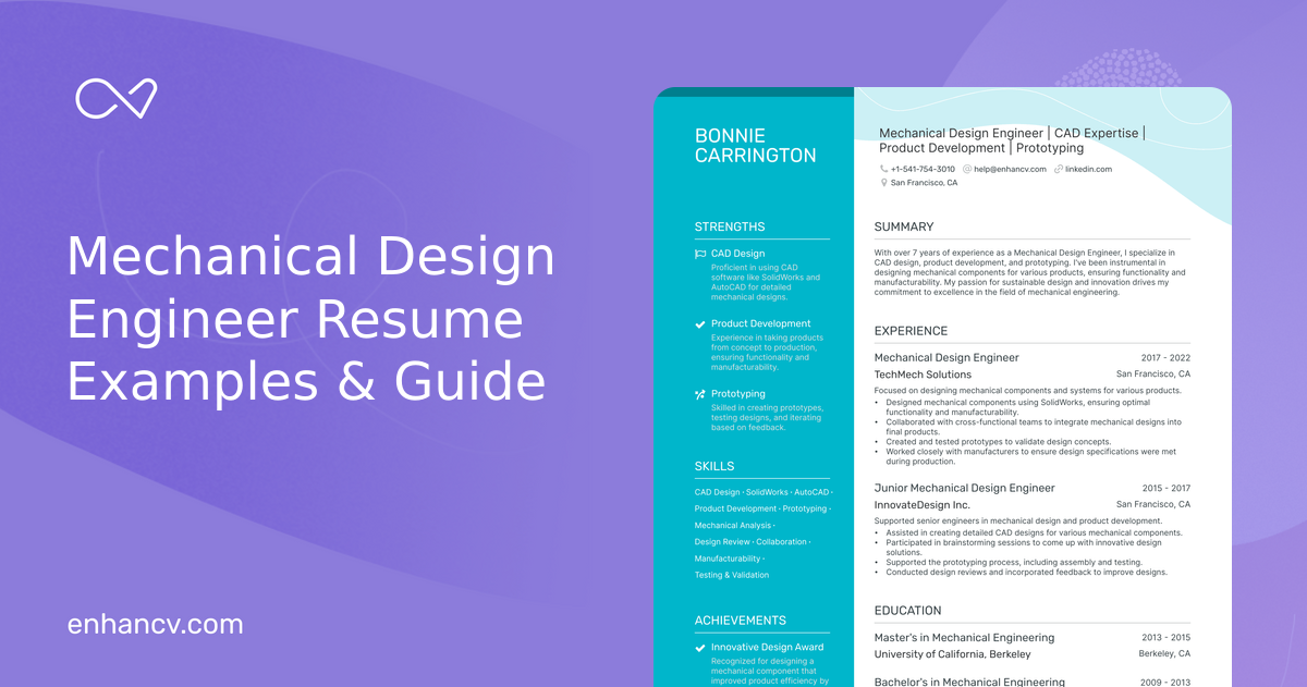 5 Mechanical Design Engineer Resume Examples & Guide for 2024