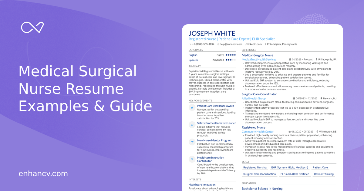 17 Medical Surgical Nurse Resume Examples Guide For 2025