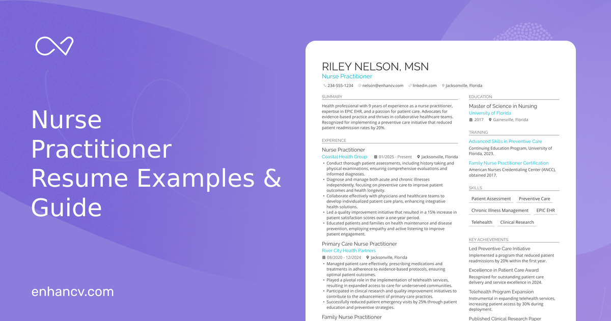 11 Nurse Practitioner Resume Examples, Templates & Guide for 2026