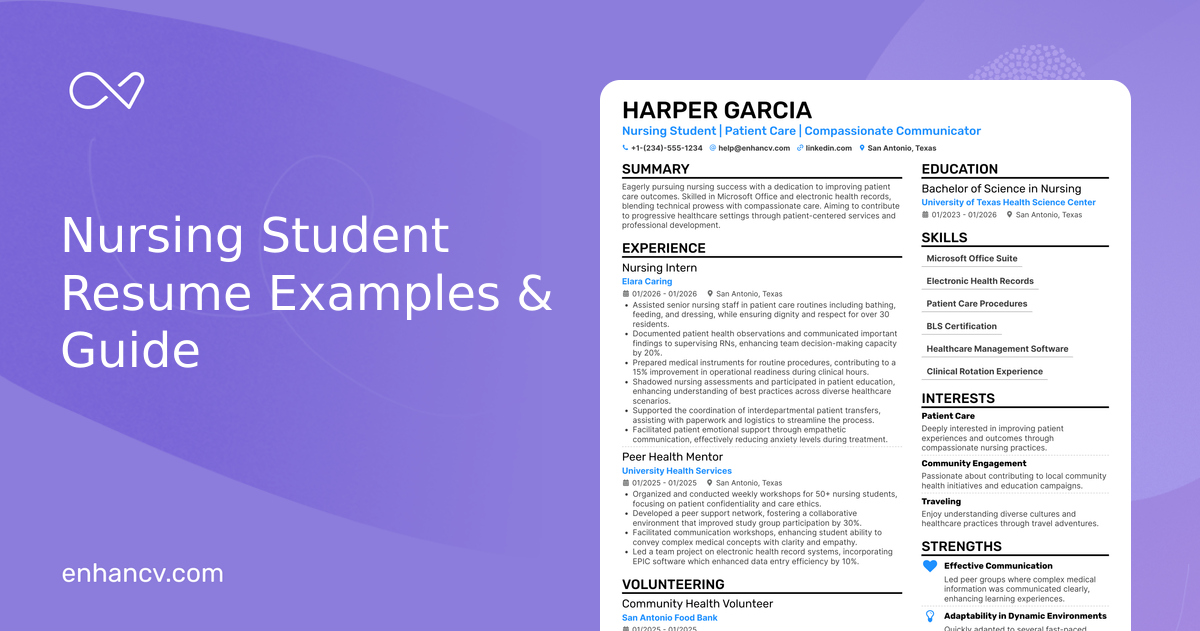 21 Nursing Student Resume Examples, Templates & Guide for 2026
