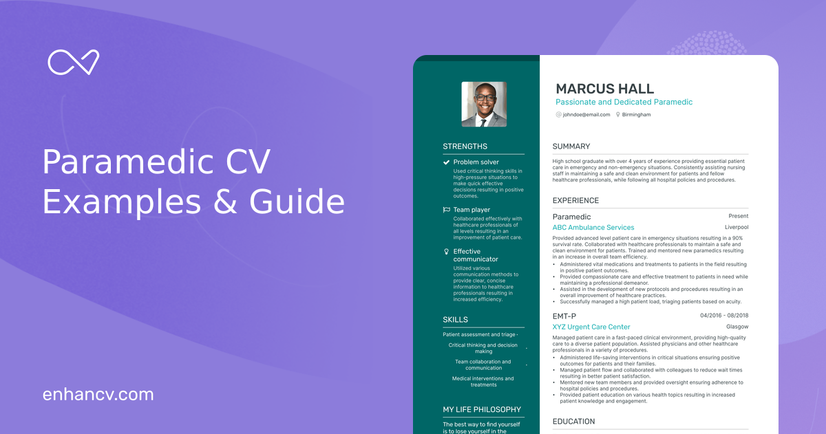 3 Paramedic CV Examples for 2024