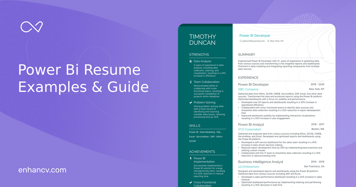 6 Power BI developer Resume Examples & Guide for 2024