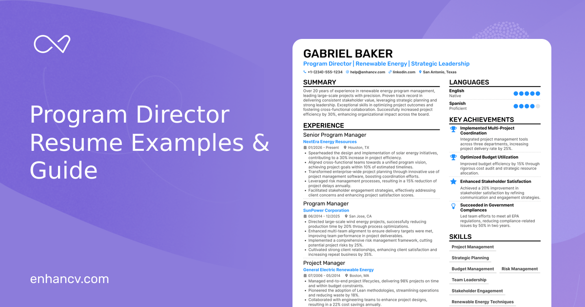 Program Execution Resume Examples 10 Program Director Resume Examples & Guide for 2026