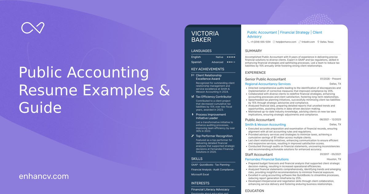 10 Public Accounting Resume Examples, Templates & Guide for 2026