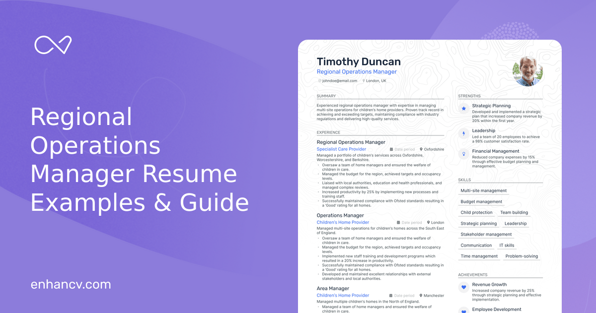 5 Regional Operations Manager Resume Examples & Guide for 2024