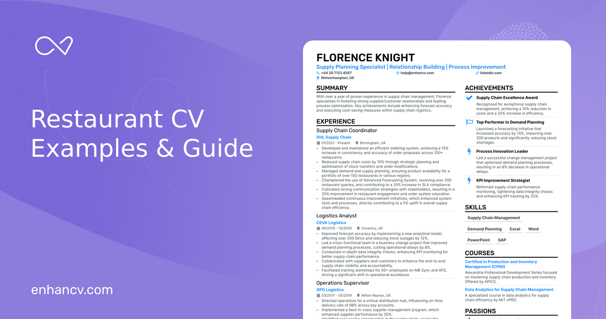 Restaurant CV Examples amp Guide - Restaurant RbS0WmlTolQfNY8A6BpdsNGq26GHkUQxKk6LqjLD