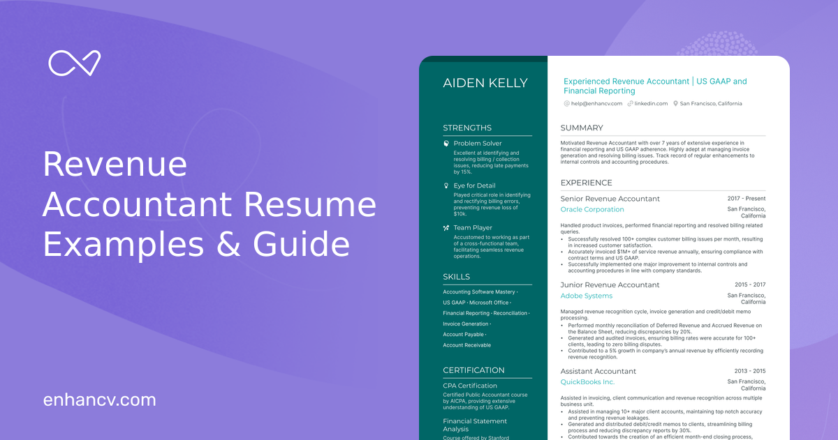 10 Revenue Accountant Resume Examples & Guide for 2024