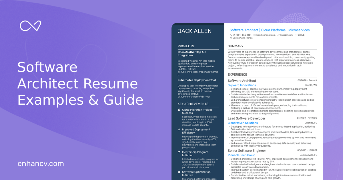 4 Software Architect Resume Examples & Guide for 2026