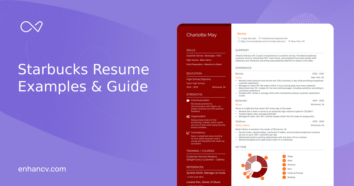 5 Starbucks Resume Examples & Guide for 2024