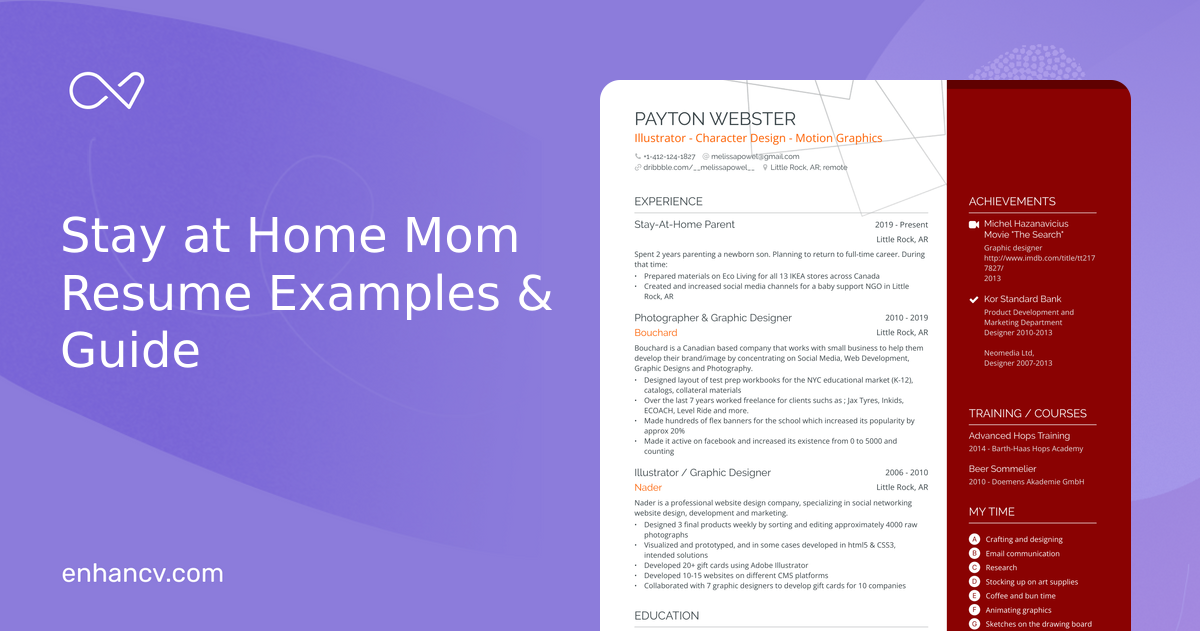 9 Stay at Home Mom Resume Examples & Guide for 2024