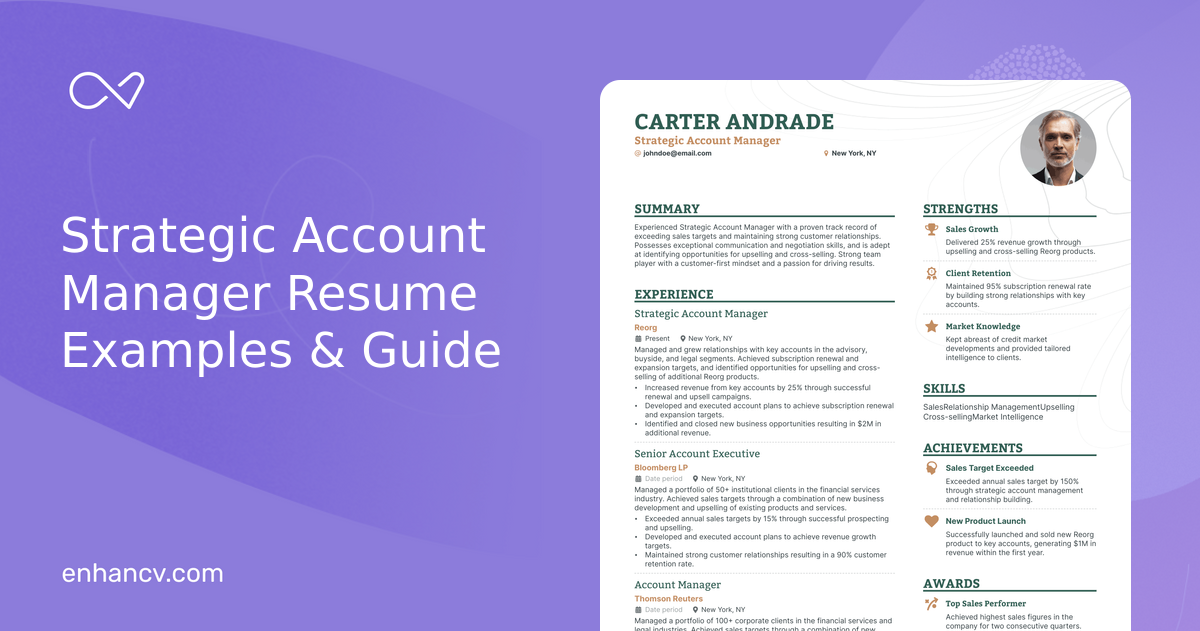 5 Strategic Account Manager Resume Examples & Guide for 2024