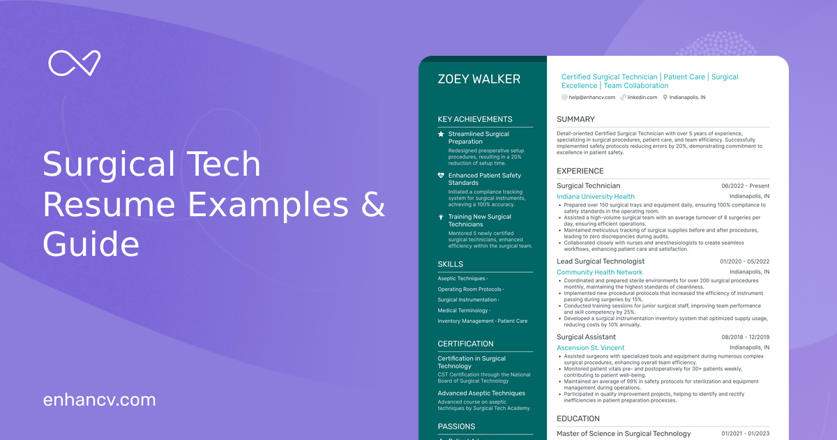 14 Surgical Tech Resume Examples & Guide for 2026